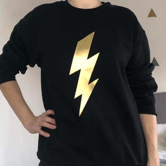 Lightning Bolt (Gold) Black Sweatshirt | Tambas Prints