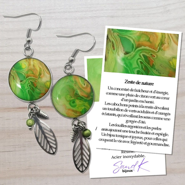Boucles d'oreilles feuille anis