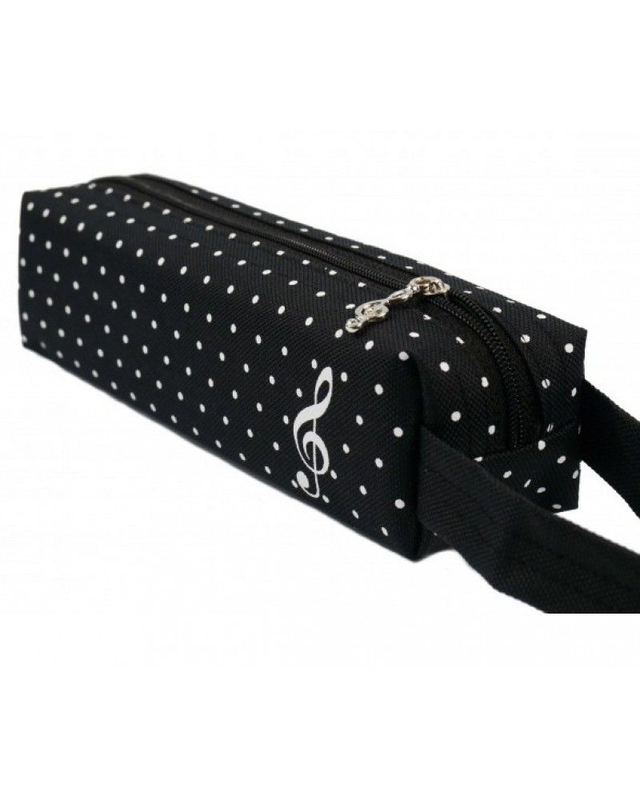 Trousse rectangulaire, motif pois et clé de sol 