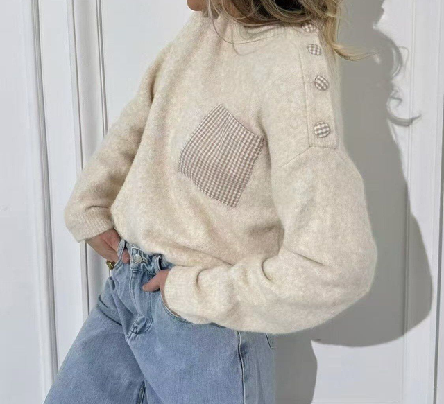 Pull beige avec poche