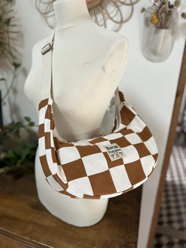 sac banoulière damier marron