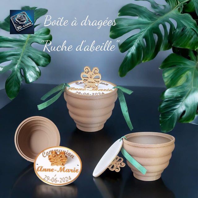 Boite à dragées &quot;RUCHE D&#039;ABEILLES&quot;  personnalisée