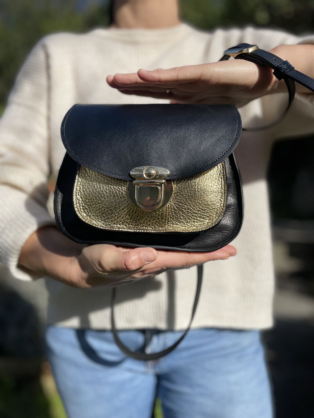 Baroudeuse Cuir Noir et Doré