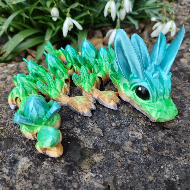 Baby Easter Dragon – Cute Articulated Fantasy Figurine &amp; Spring Gift, Baby Easter Dragon, 3D Printed Easter Dragon 