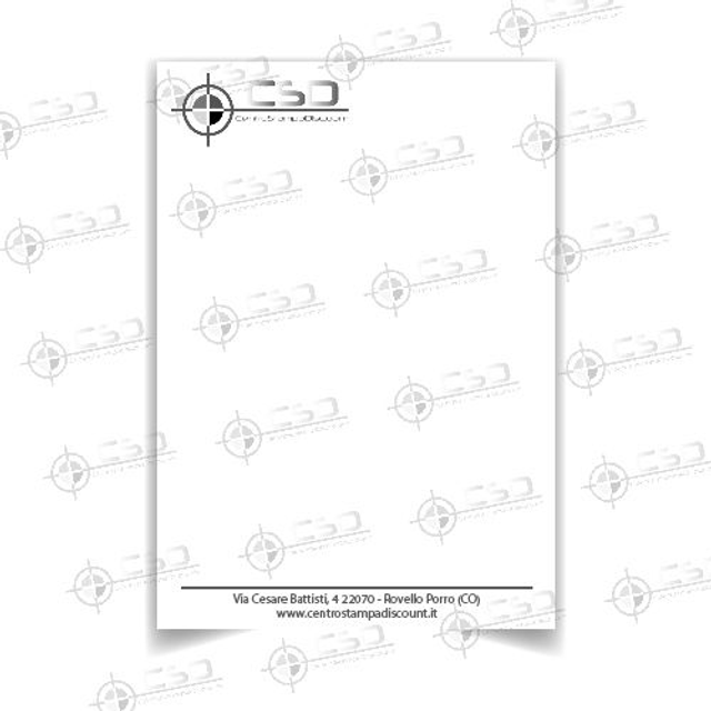 Carta intestata OFFERTA pronta in 4 giorni: stampa fronte, toni di grigio (bianco e nero) carta usomano di qualità da 80/90 grammi (prezzo con IVA)