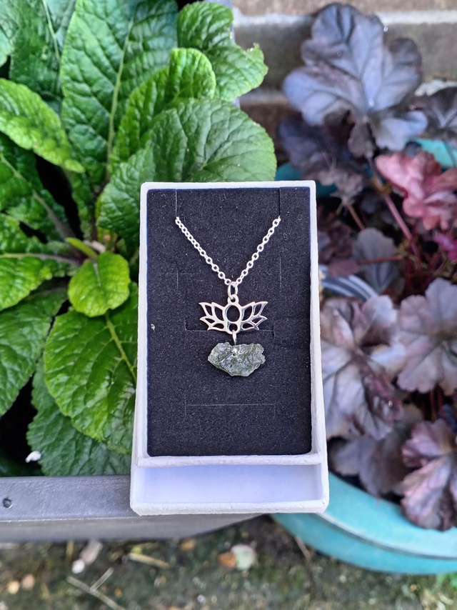 Genuine Moldivite Sterling Silver Necklace