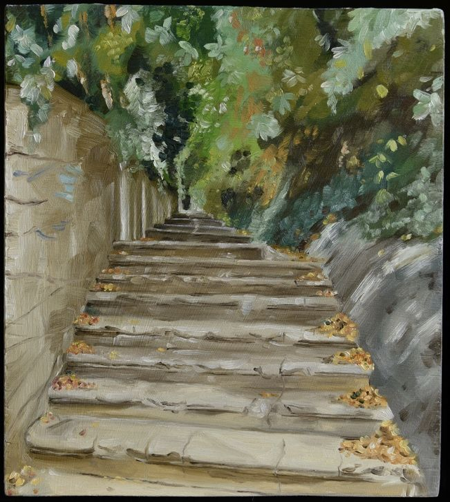 Original Oil Painting - Stone Steps, France (Framed)