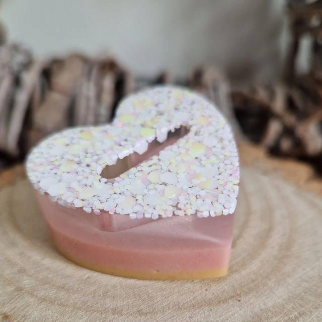 Ring Holder Pink and Sparkle White Heart Single Slot
