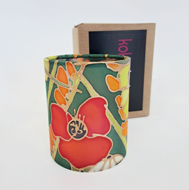 Hedgerow hand painted silk tealight holder  