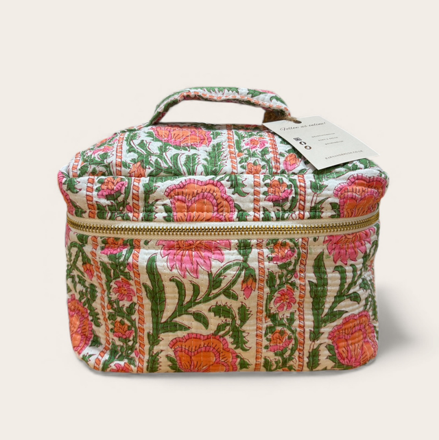 Pink &amp; Green Floral Vanity Bag 
