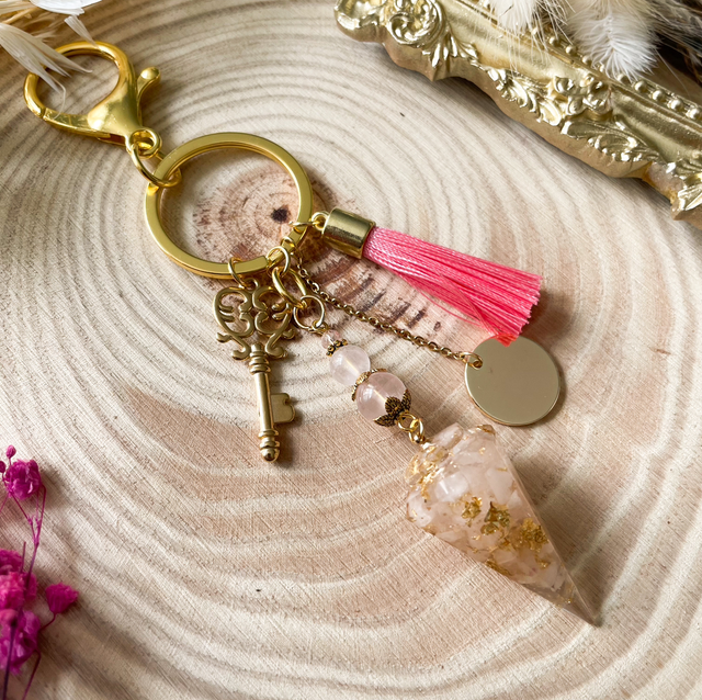Porte-Clef en Quartz rose