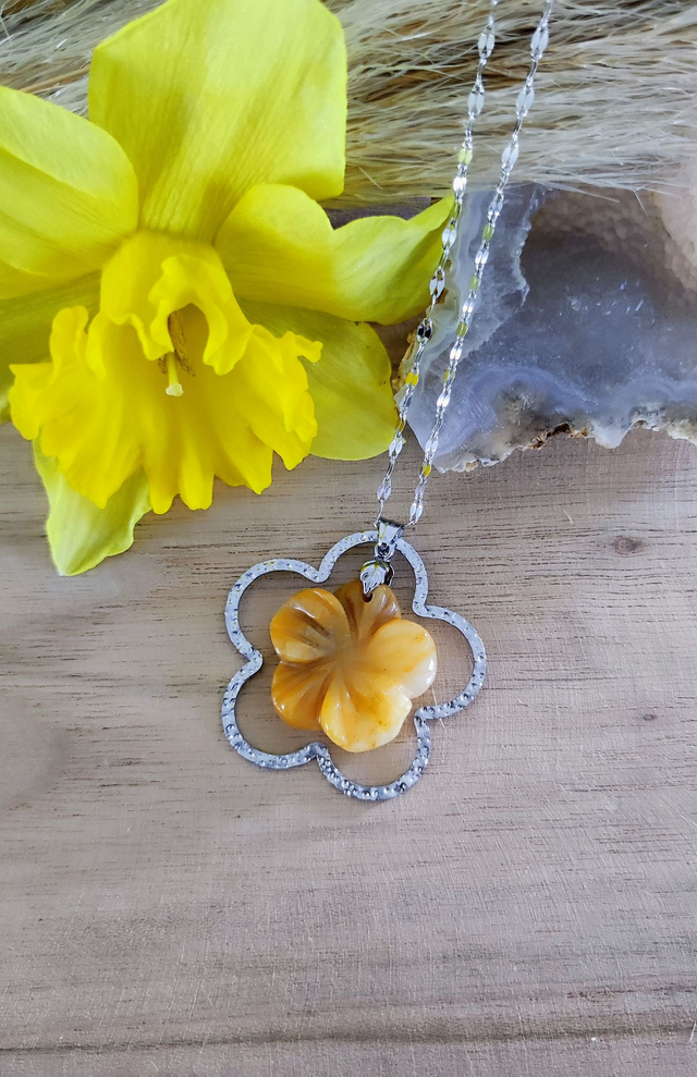 Collier "Flower" Calcite orange