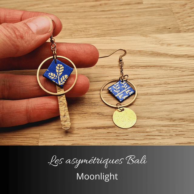 Boucles d&#039;oreilles asymétriques Bali - Moonlight