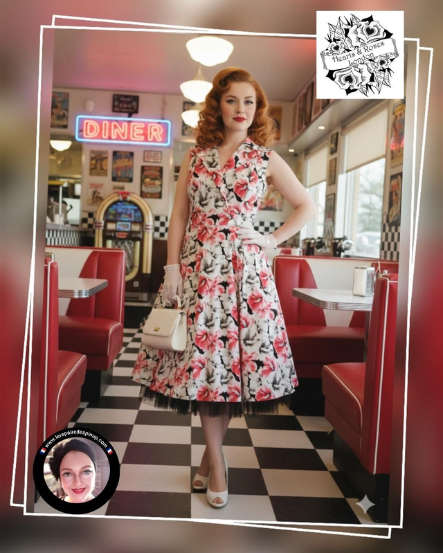 Robe Hearts Roses Bright Floral Flowy T44