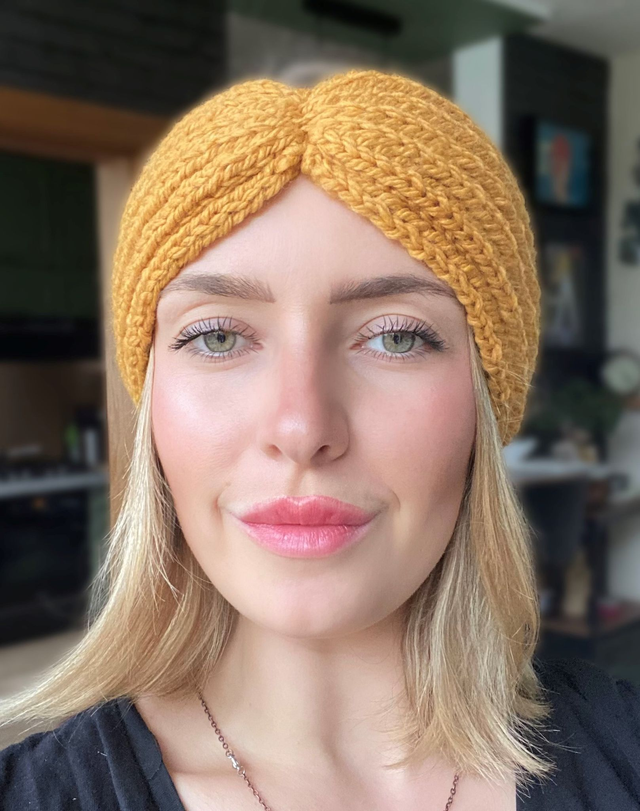 Bandeau large laine Jaune moutarde