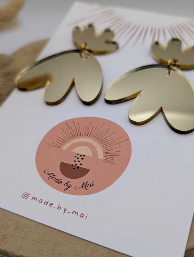 Boucles d'oreilles dorées effet miroir en plexi