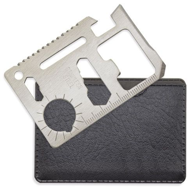 Attrezzo Multiuso in acciaio formato tessera a 11 Funzioni