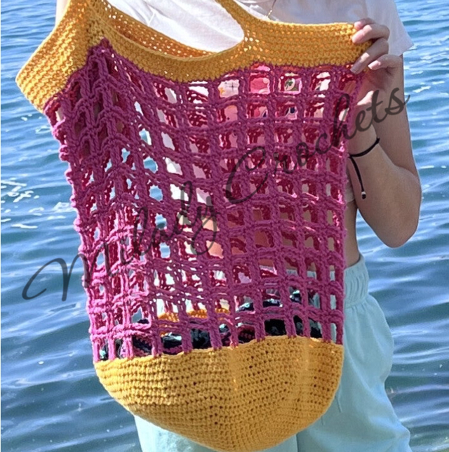 Sac “filet”  rose et jaune XL