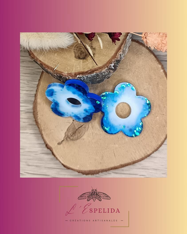 Plurielles Big flowers bleues et blanches 