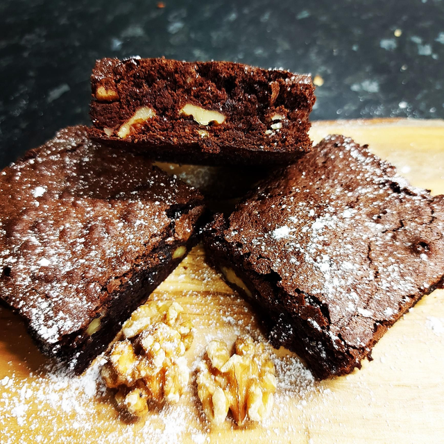 Gluten Free Chocolate Brownies with walnuts.
