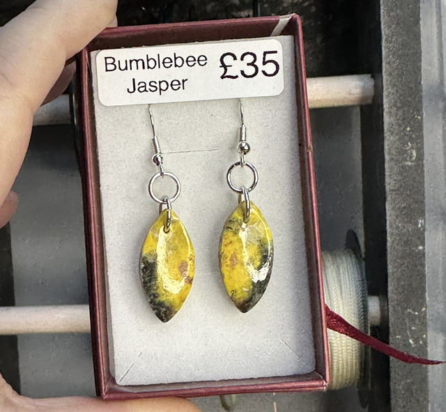 Bumblebee Jasper 925 silver wire hooked earrings 
