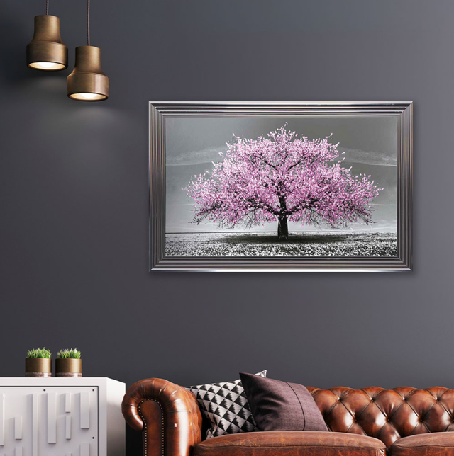 Image encadrée avec gel Cadre image Arbre rose