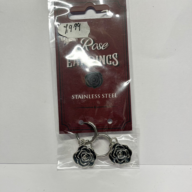Stainless Steel Rose Earrings 