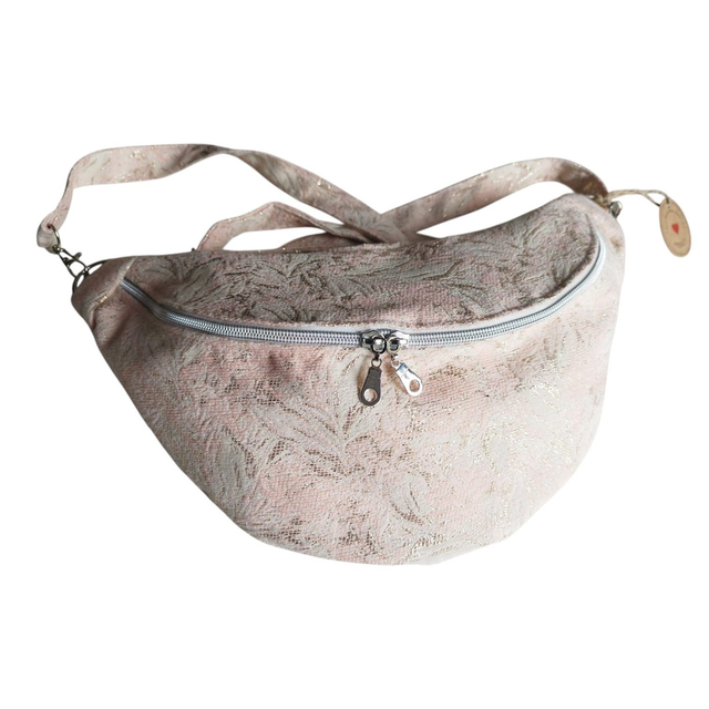 Sac banane en tissu jacquard de cérémonie variante de rose et or
