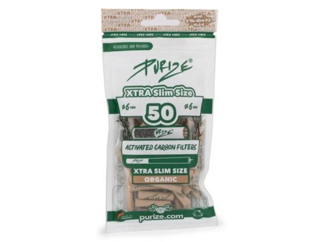 Purize Organic, 50er Pack., Xtra Slim Size 5,9mm, Aktivkohlefilter