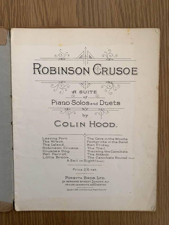 Robinson Crusoe a suite piano solos and duets