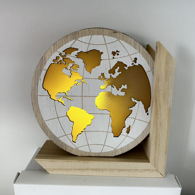 Bomboniera mondo in legno con led