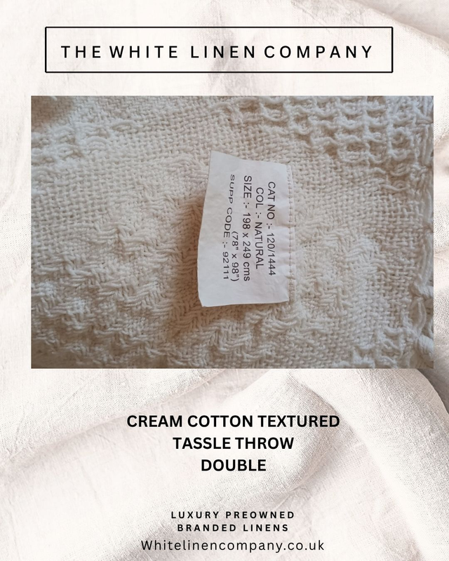 Cream COTTON Tassle Blanket Throw - Double