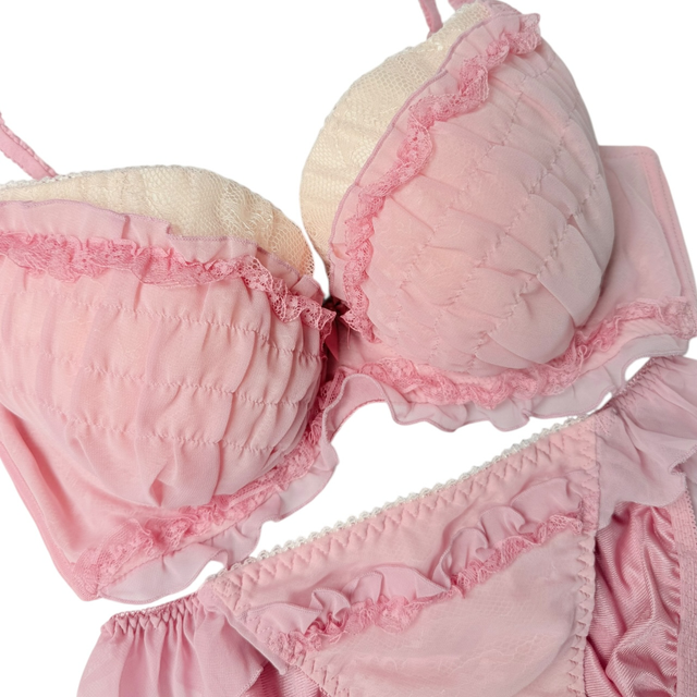 Pink tulle Japanese Bra + Underwear Set UK 34DD  