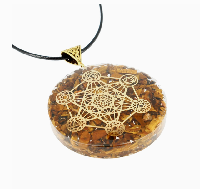 Orgonite en pendentif " Métatron " Oeil de Tigre