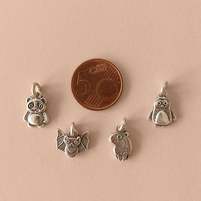 Handmade Panda Silver Charm - Sterling Silver Panda Necklace - Handmade Silver Bear Pendant