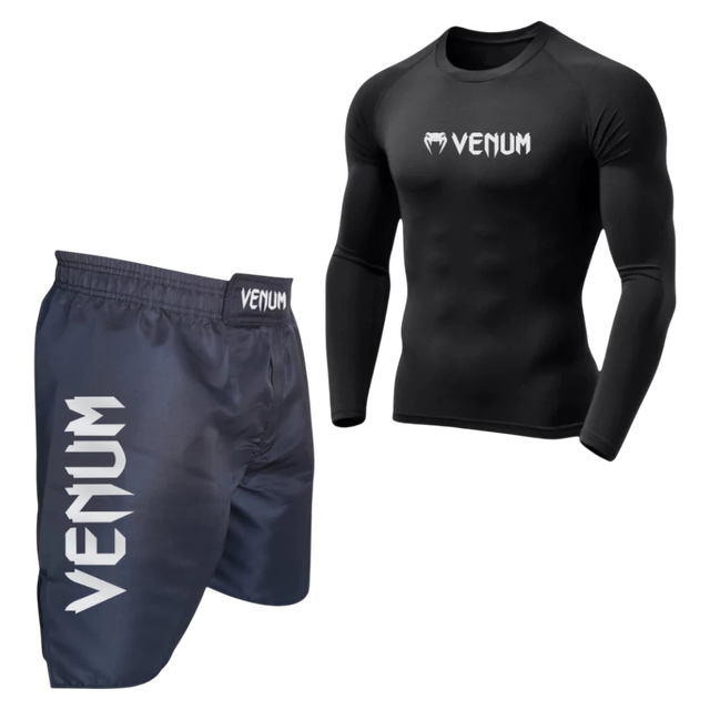Kit Venum No-Gi Rash Guard + Shorts Preto
