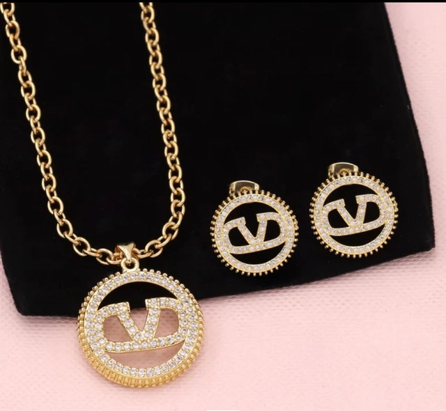 Parures 2 pièce V avec strass doré 