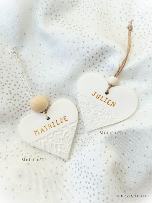 Ornement coeur en argile personnalisable