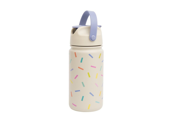 Trinkflasche aus Edelstahl "Konfetti" mit Ersatz Strohhalm