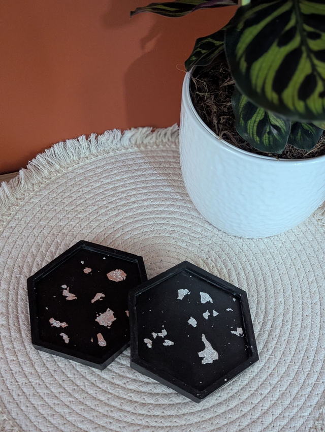 plateau bijou noir et argent