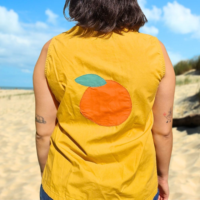 Chemisier upcyclé patchwork orange – Taille S M