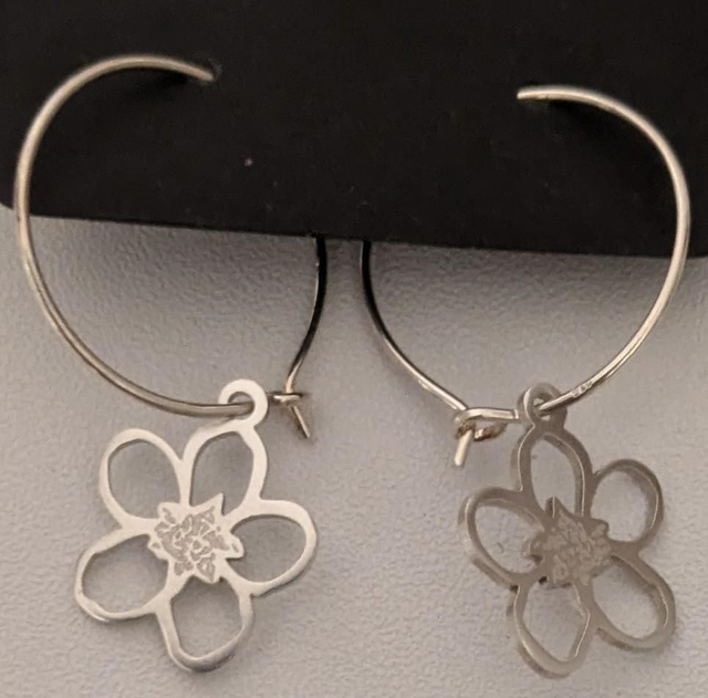 Forget me not 20mm sterling silver hoops