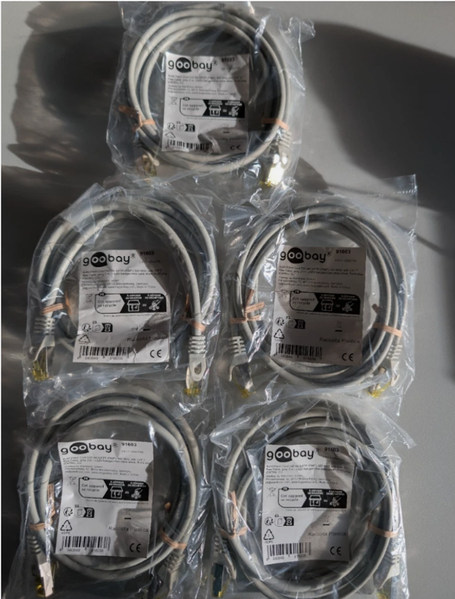 Goobay Cat6A Netzwerkkabel S/FTP 10 Gbit/s 2m Grau – 5er Set – neu & OVP