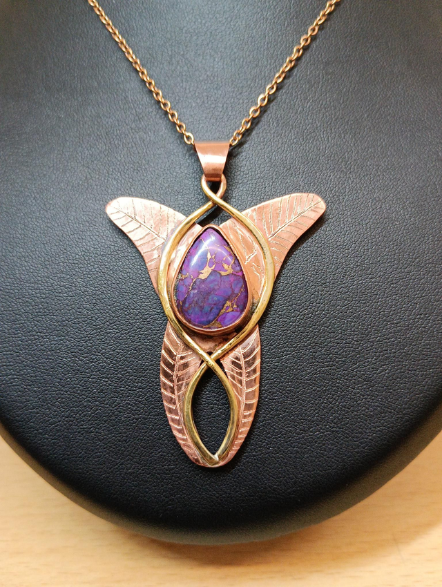 Pendentif Ange turquoise violette 