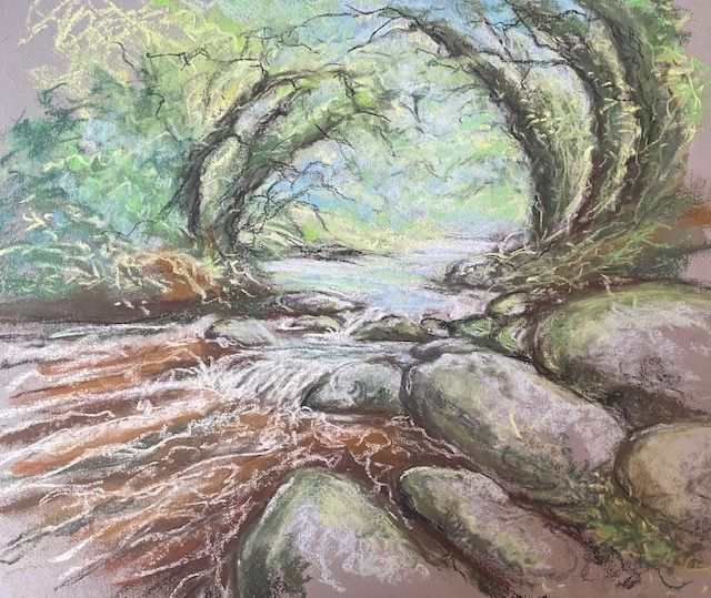 RK66 Dartmoor Stream by Ruth Kirkby, 20 x 28 cm Pastels