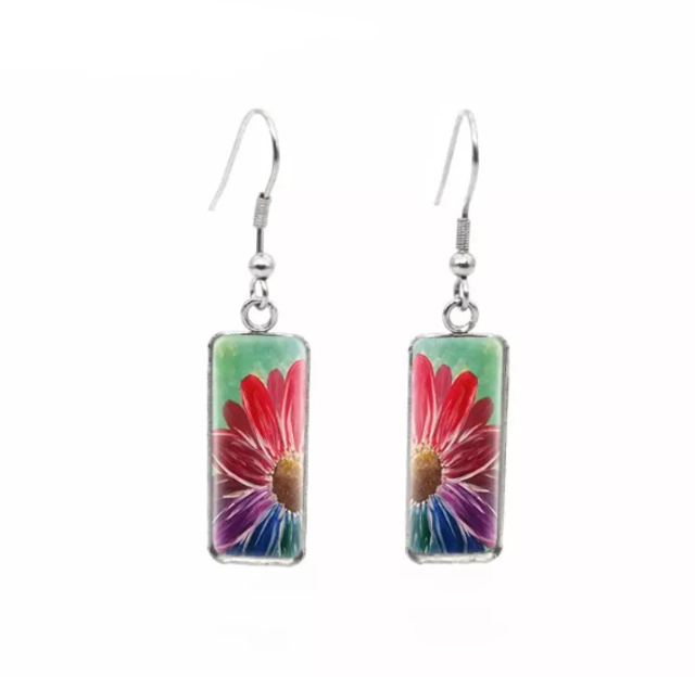 Colourful Gerbera Daisy Drop Earrings