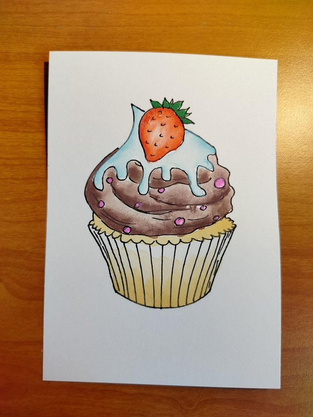Aquarelle carte de voeux carte d'anniversaire illustration cupcake 