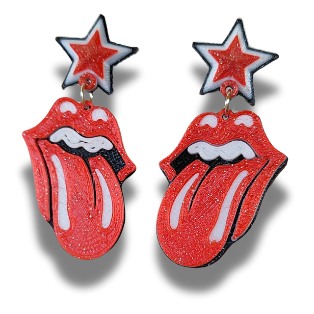 Pendientes "Lengua Rolling Stone"