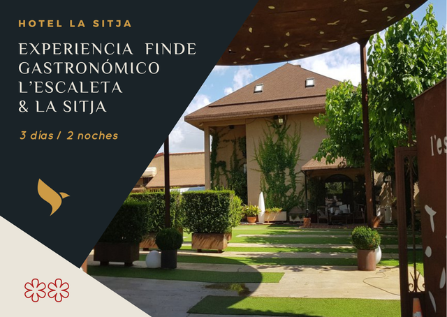 FINDE Gastronómico  (3 días/2 noche) L'ESCALETA &amp; LA SITJA para 2 personas.