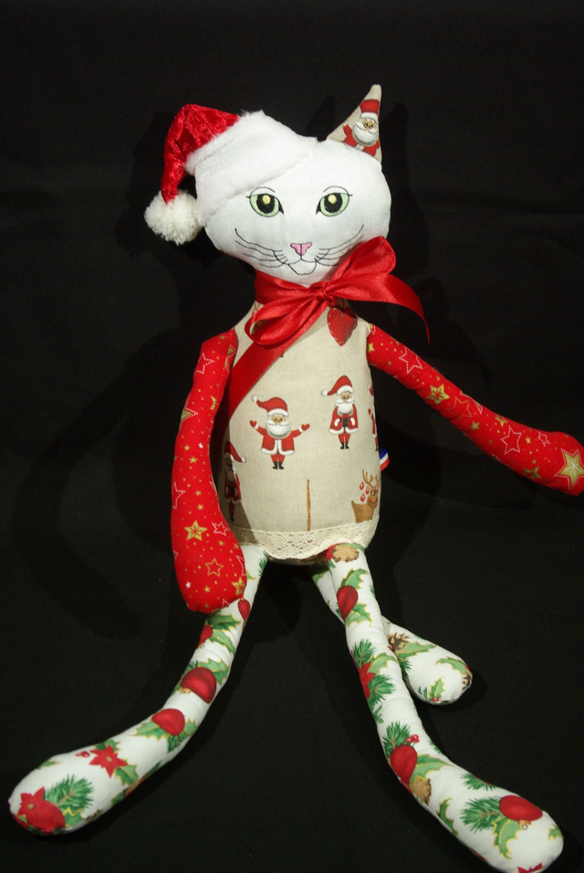 817-Doudou chat Noël Htr 62 cm